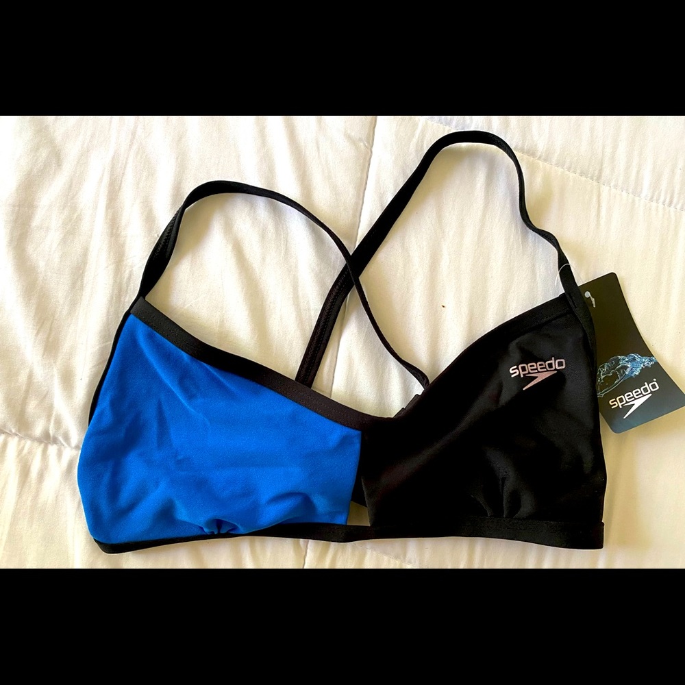 Speedo Women's Color Blocked Keyhole Tie Back Bikini Top. Sz. M